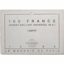 France, 100 Francs, Statue de la Liberté, 1986, Paris, Silver, MS(65-70)