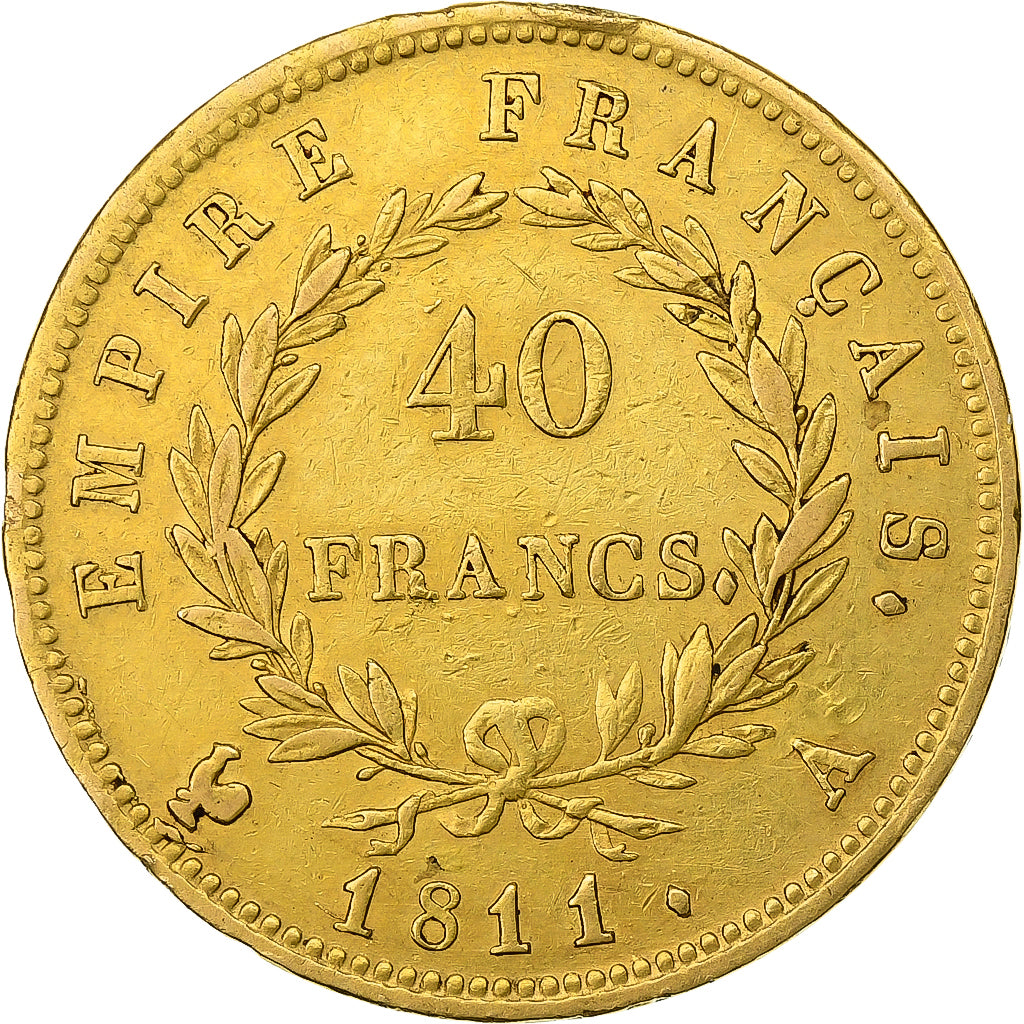 Francia, 40 Francs, Napoléon I, 1811, Paris, Oro, MBC, KM:696.1