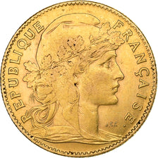 Francia, 10 Francs, Marianne, 1907, Paris, Oro, MB+, KM:846