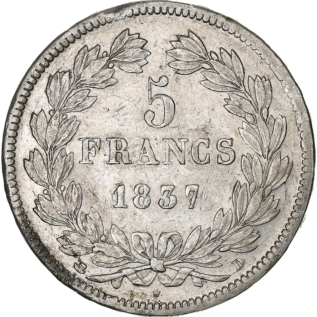 Francia, 5 Francs, Louis-Philippe, 1837, Lyon, Argento, BB+, KM:749.4