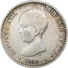 Spain, Alfonso XIII, 50 Centimos, 1892, Madrid, Silver, VF(30-35), KM:690
