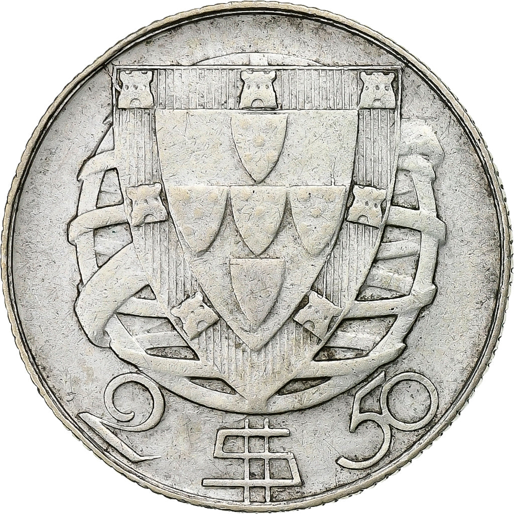 Portugal, 2-1/2 Escudos, 1932, Lisbon, Silver, VF(30-35), KM:580