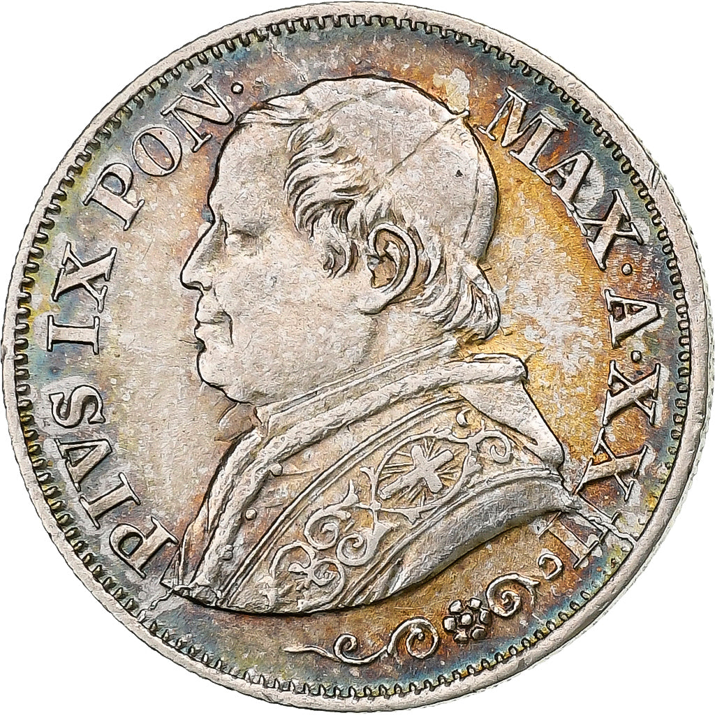 DEPARTAMENTY WŁOSKIE, PAPAL STATES, Pius IX, 10 Soldi, 50 Centesimi, 1867