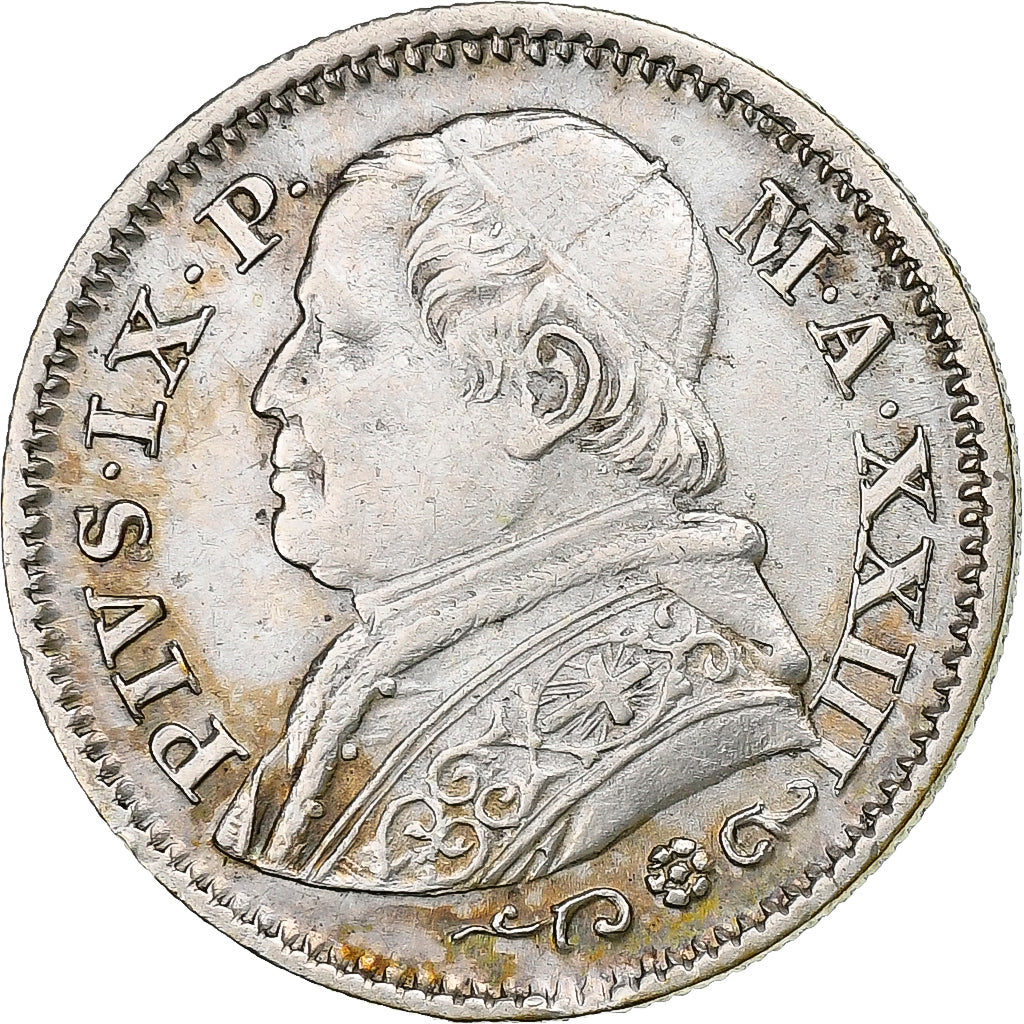 ITALIAN STATES, PAPAL STATES, Pius IX, 10 Soldi, 50 Centesimi, 1868, Rome