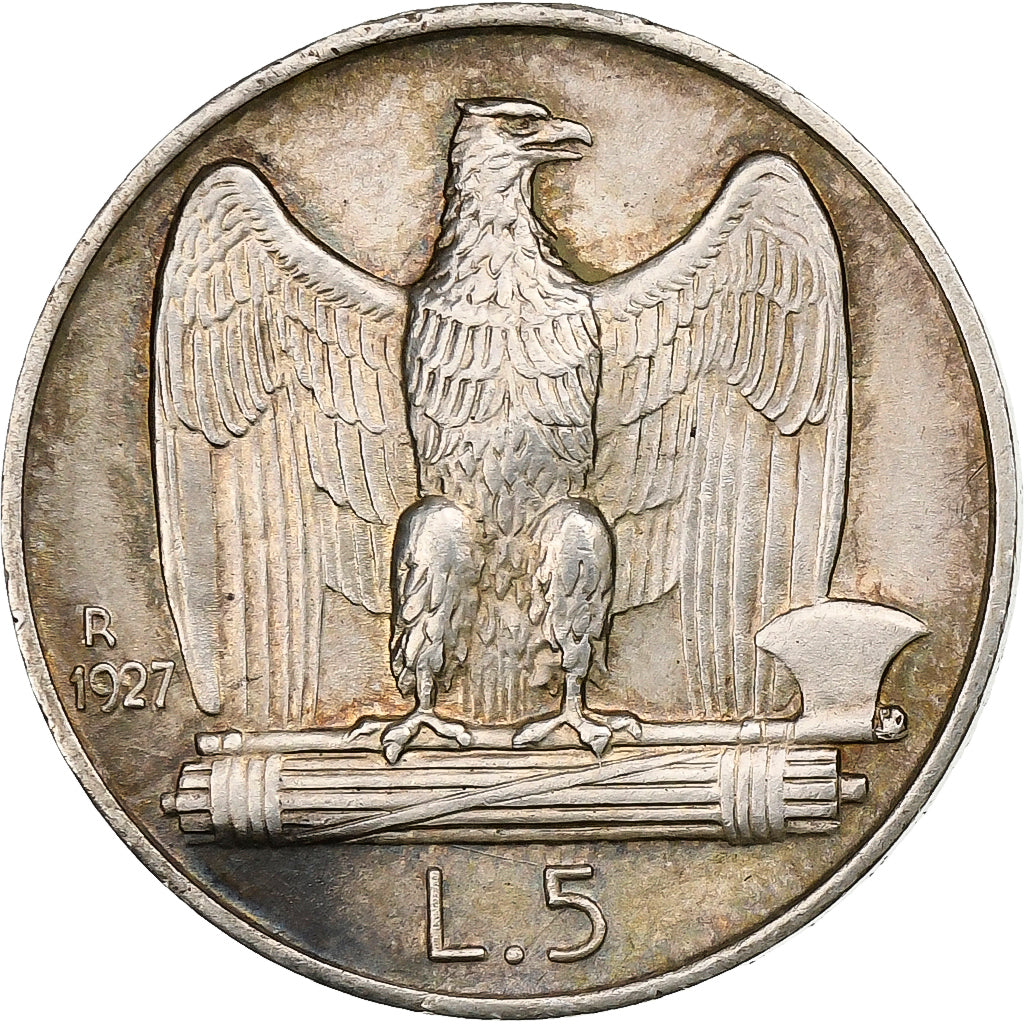 Italy, Vittorio Emanuele III, 5 Lire, 1927, Rome, Silver, AU(55-58), KM:67.1