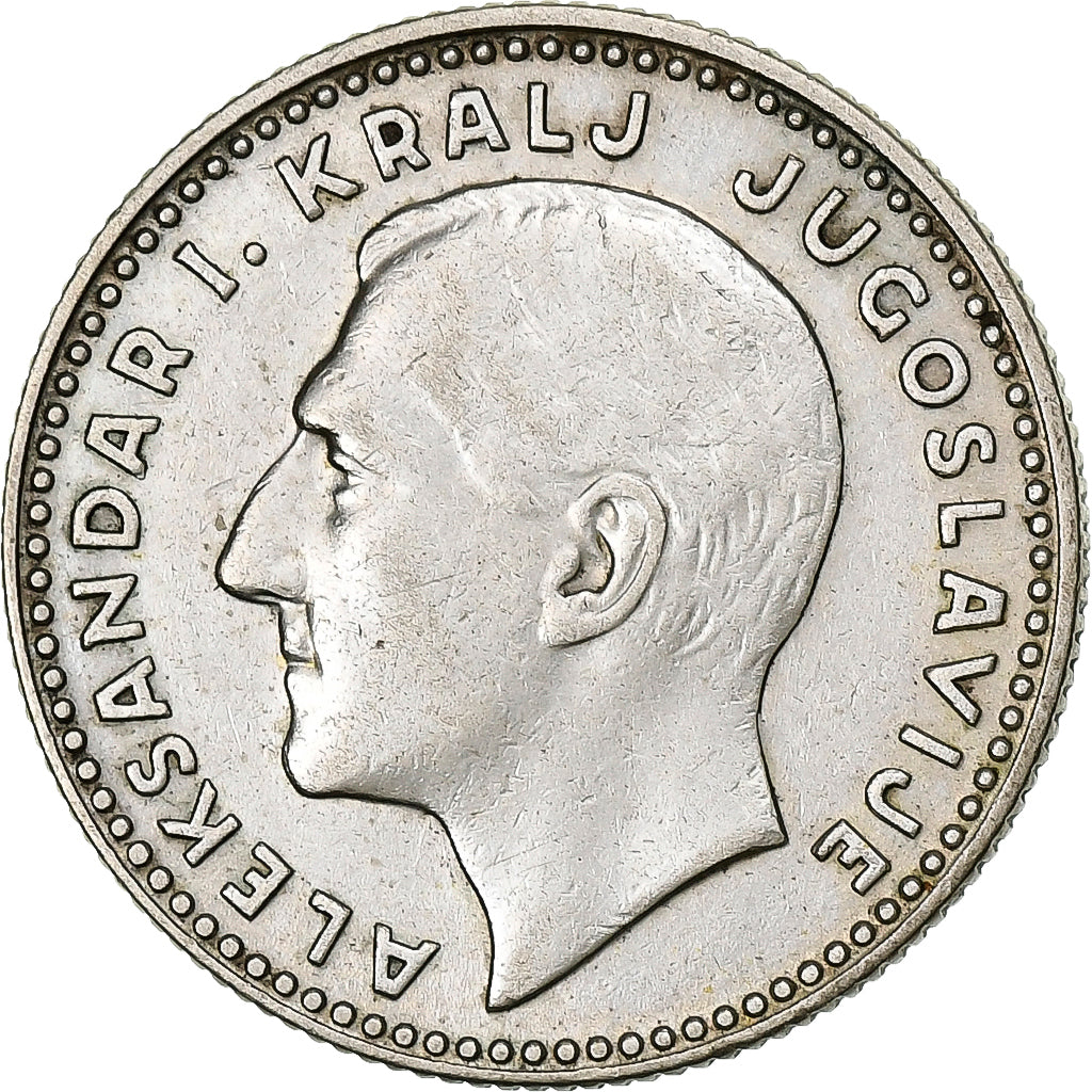 Yugoslavia, Alexander I, 10 Dinara, 1931, Silver, EF(40-45), KM:10