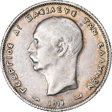 Greece, George I, Drachma, 1911, Paris, Silver, VF(30-35), KM:60