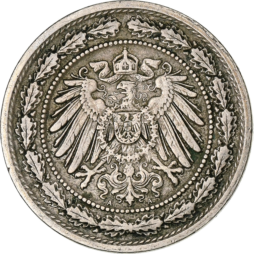 German Empire, 20 Pfennig, 1892, Berlin, Copper-nickel, EF(40-45), KM:13