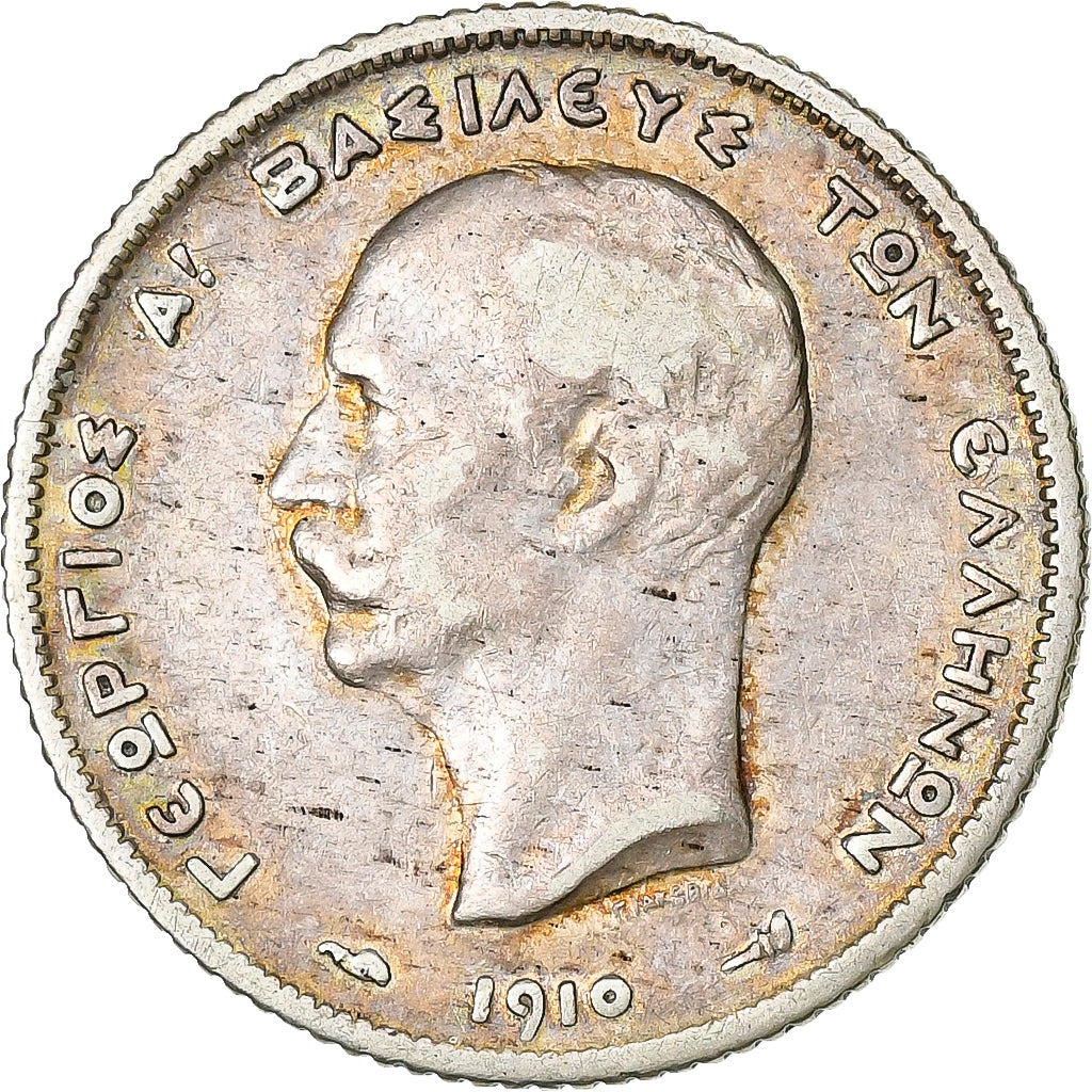 Griechenland, George I, Drachma, 1910, Paris, Silber, S+, KM:60