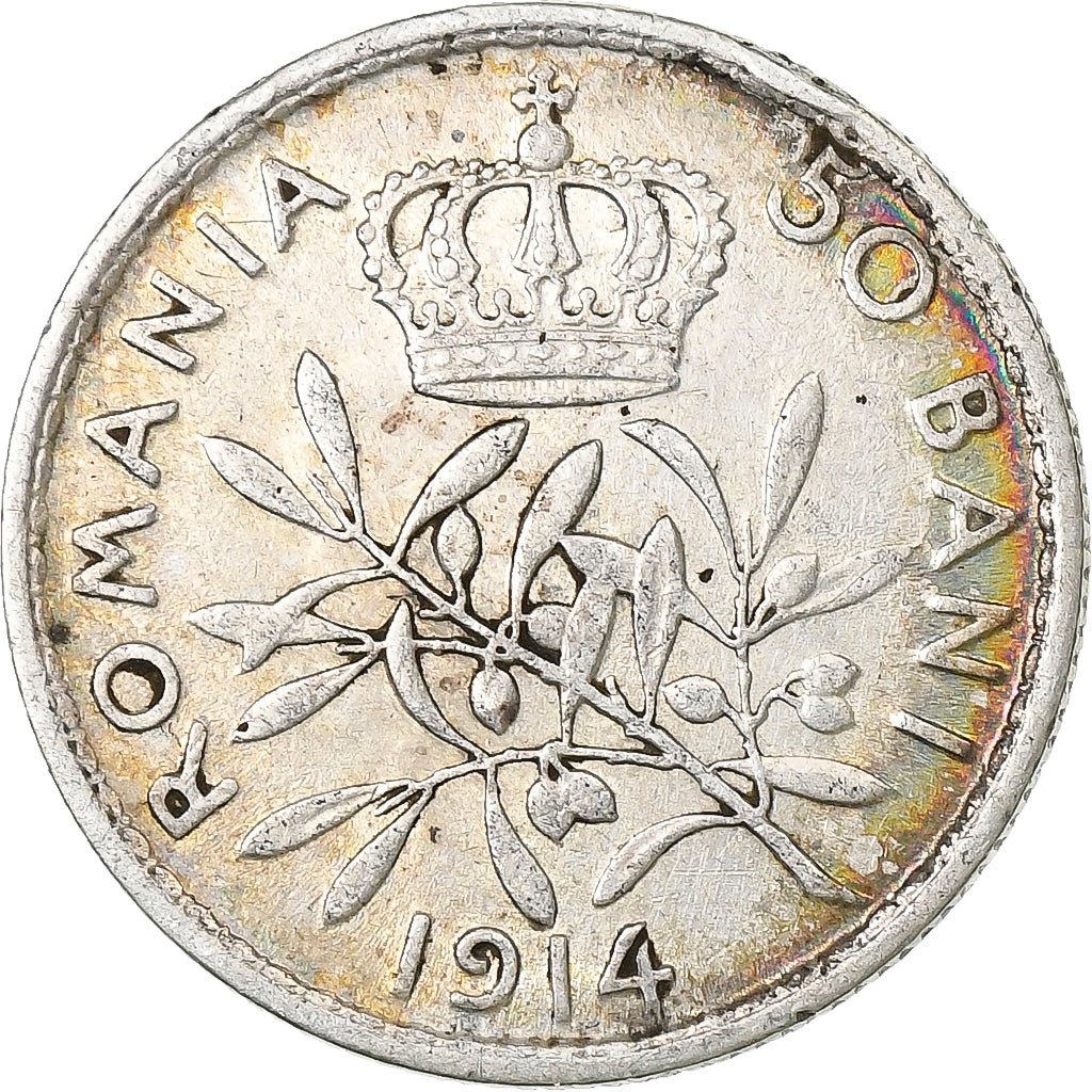 Romania, Carol I, 50 Bani, 1914, Silver, EF(40-45), KM:41