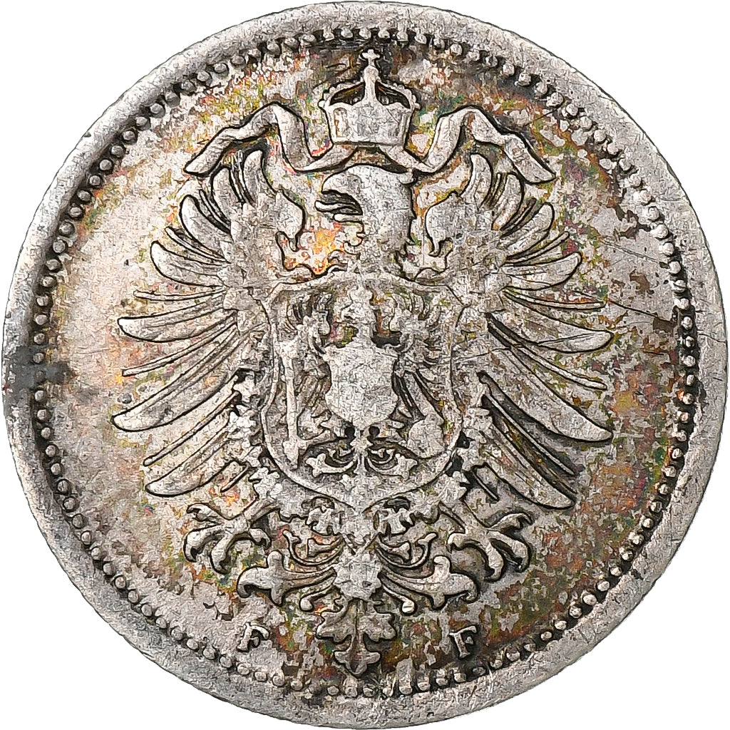 German Empire, Wilhelm I, 20 Pfennig, 1875, Stuttgart, Silver, VF(20-25), KM:5