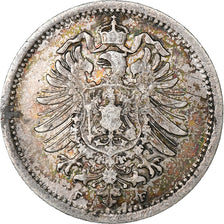 German Empire, Wilhelm I, 20 Pfennig, 1875, Stuttgart, Silver, VF(20-25), KM:5