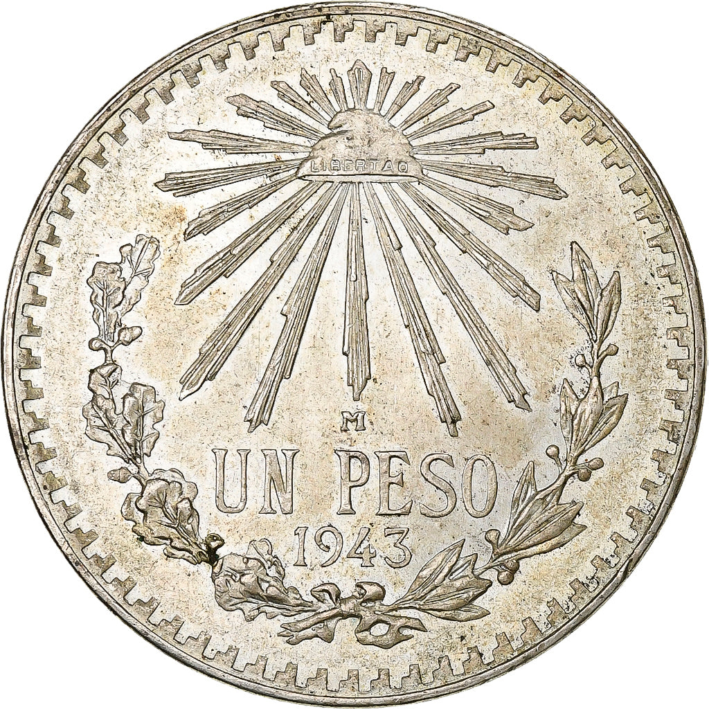 Mexiko, Peso, 1943, Mexico City, Silber, VZ, KM:455