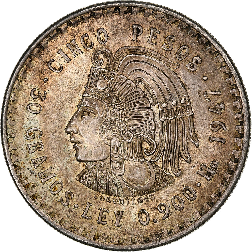 Mexico, 5 Pesos, 1947, Mexico City, Silver, AU(55-58), KM:465