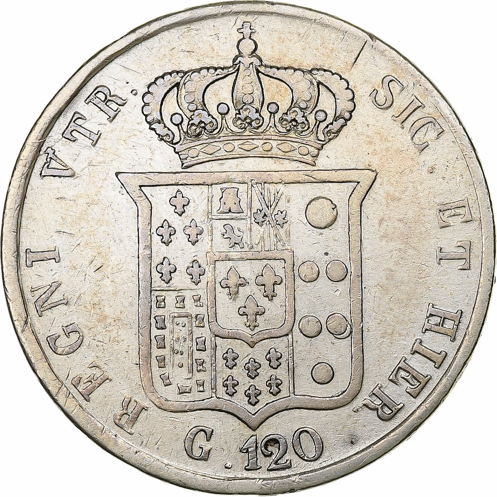 Italien Staaten, NAPLES, Ferdinando II, 120 Grana, 1857, Naples, Silber, S