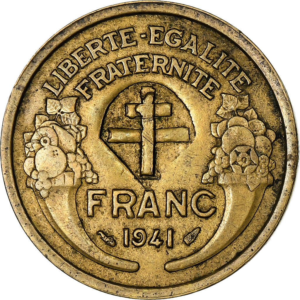 Francia, Franc, Morlon, 1941, Paris, Contremarque, Aluminio - bronce, BC+