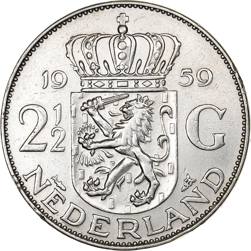 Paesi Bassi, 2-1/2 Gulden, 1959, Utrecht, Argento, BB