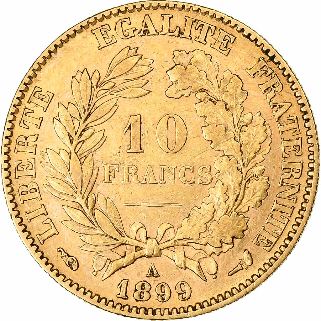 France, 10 Francs, Cérès, 1899, Paris, Gold, AU(50-53), KM:830