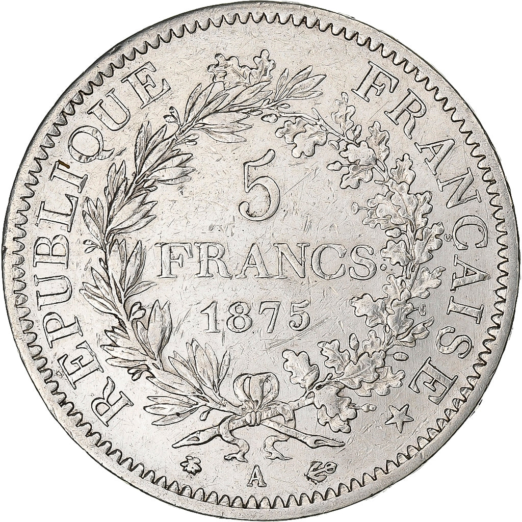 France, 5 Francs, Hercule, 1875, Paris, Silver, EF(40-45), KM:820.1