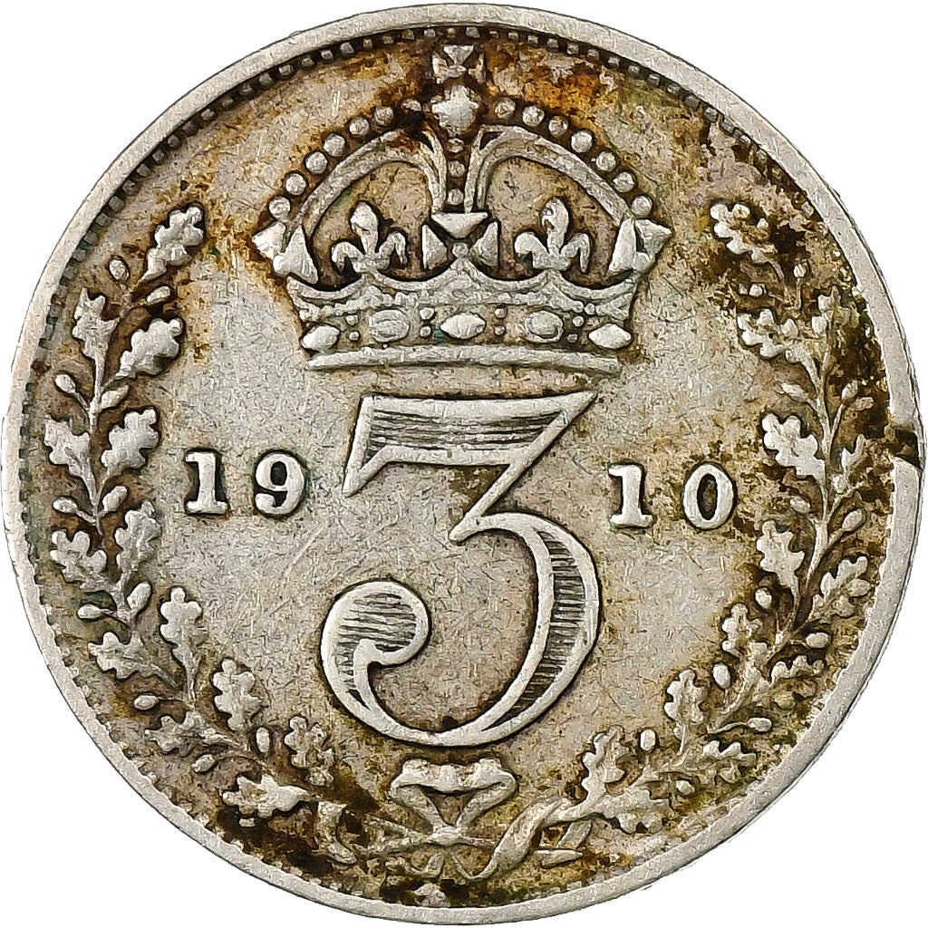 Großbritannien, Edward VII, 3 Pence, 1910, Silber, S+, KM:797.2