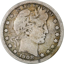 United States, Quarter, Barber Quarter, 1908, New Orleans, Silver, VF(30-35)