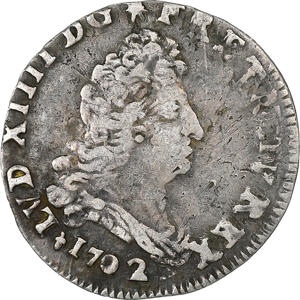 Francja, Louis XIV, 5 Sols, 1/16 ECU, 5 Sols aux insignes, 1702, La Rochelle