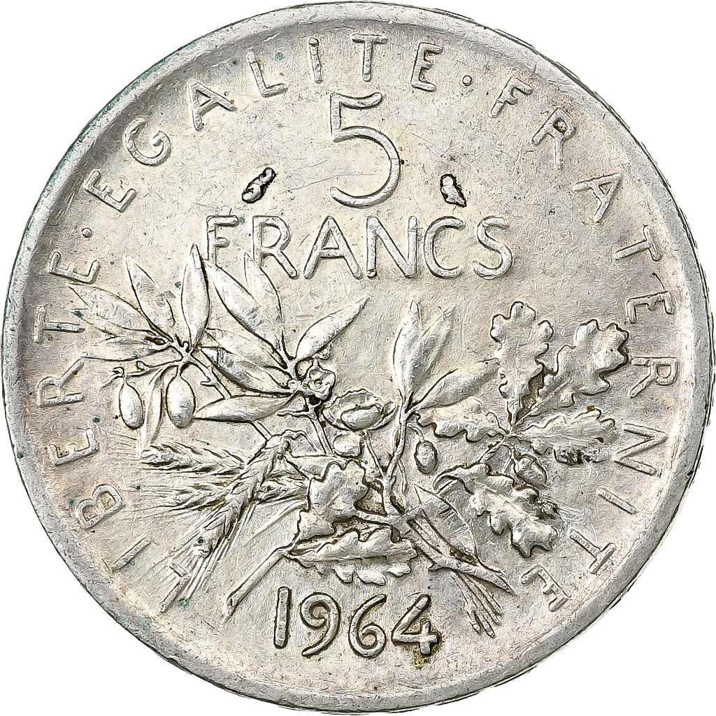 Francia, 5 Francs, Semeuse, 1964, Paris, Plata, MBC, KM:926