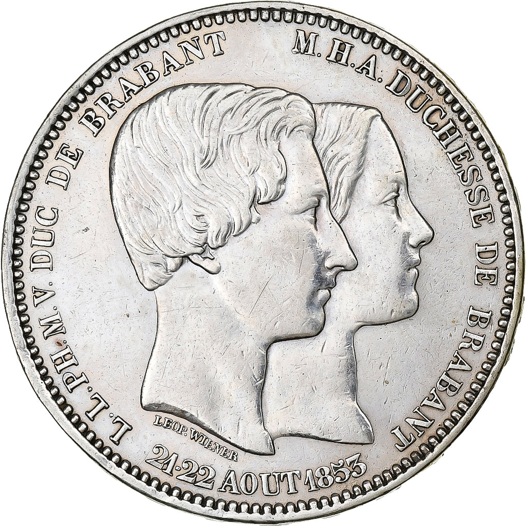 Belgium, Leopold I, 5 Francs, 1853, Brussels, Silver, AU(50-53), KM:2.2