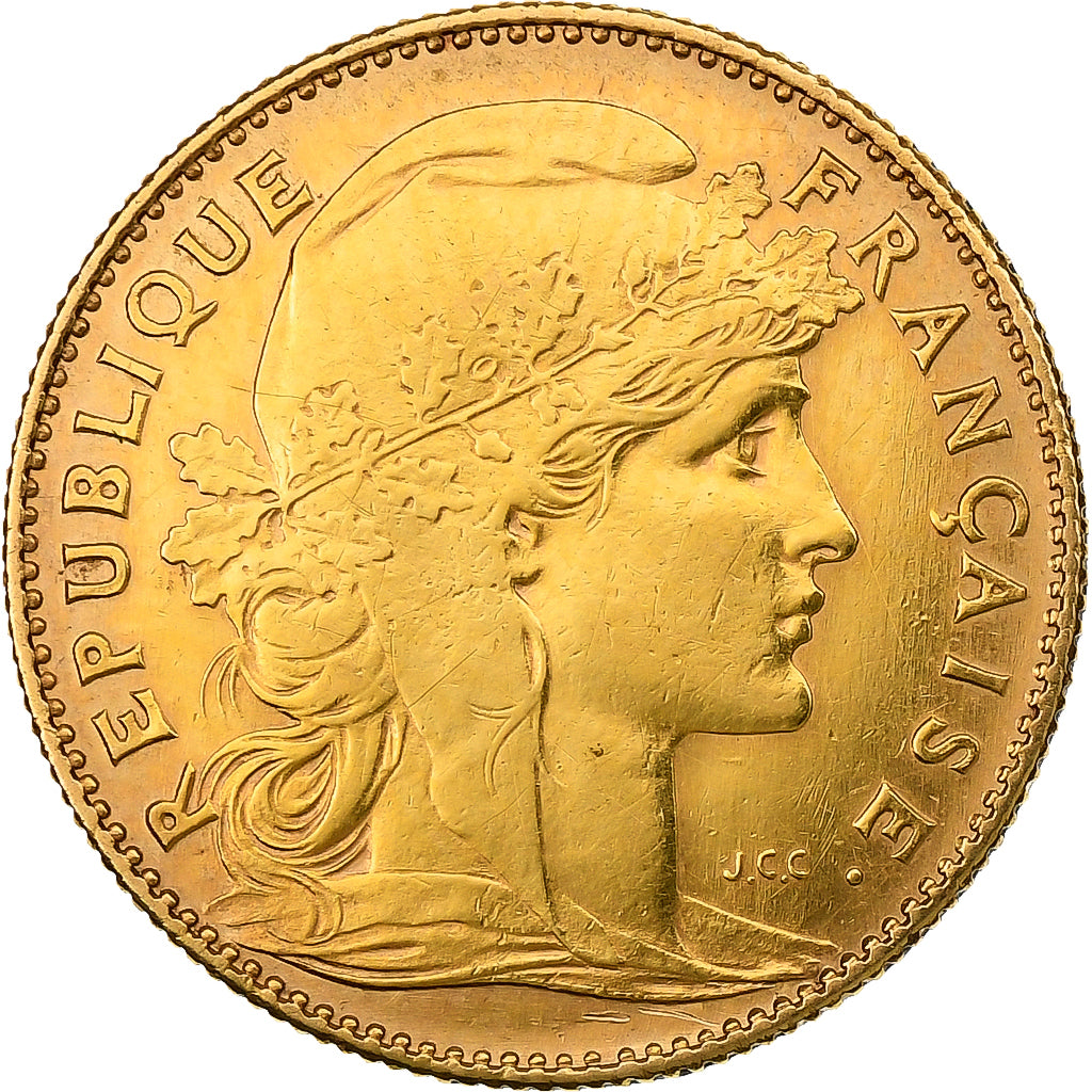 Francia, 10 Francs, Marianne, 1908, Paris, Oro, BB, KM:846