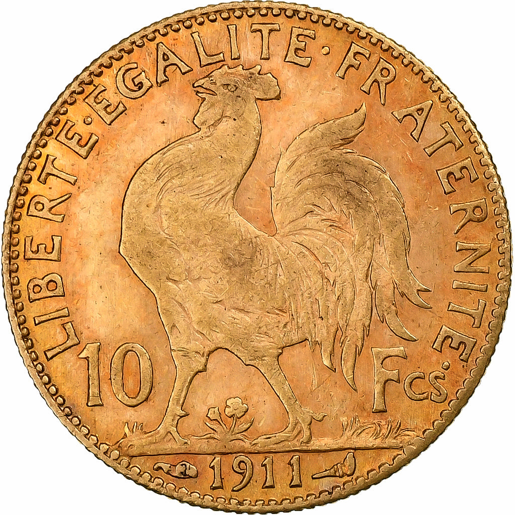 Francia, 10 Francs, Marianne, 1911, Paris, Oro, BB, KM:846
