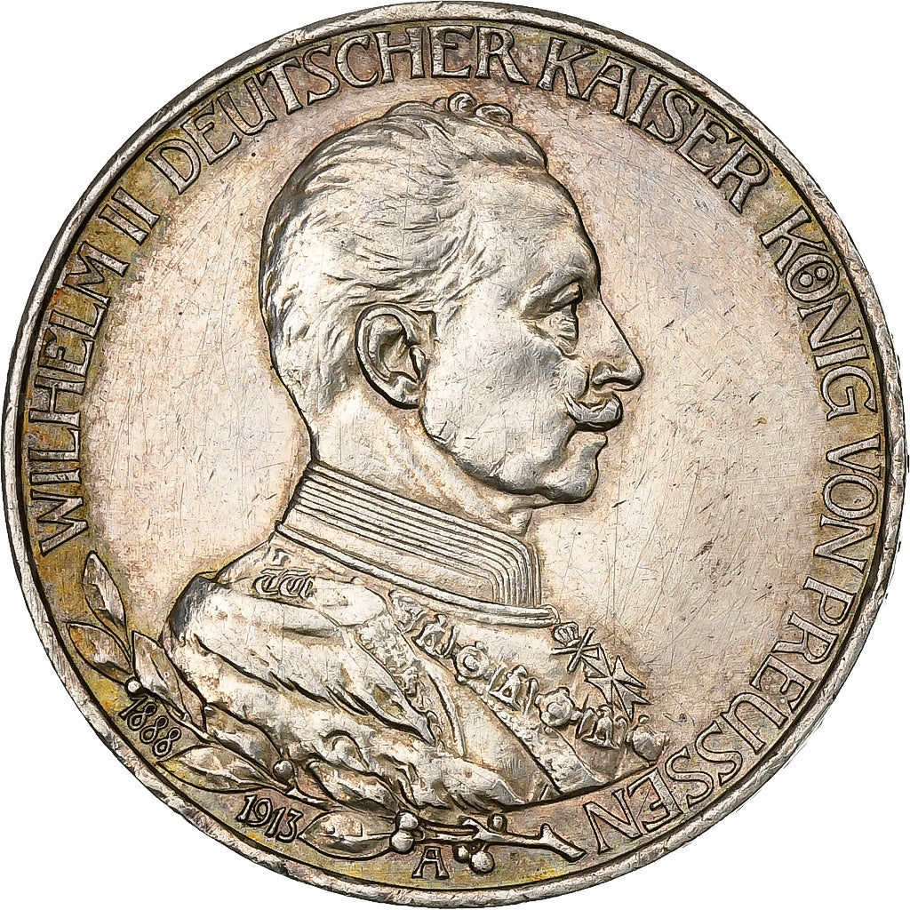 German States, PRUSSIA, Wilhelm II, 3 Mark, 1913, Berlin, Silver, EF(40-45)