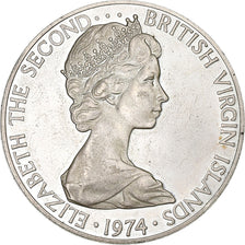 BRITSE MAAGDENEILANDEN, Elizabeth II, Dollar, 1974, Franklin Mint, Zilver, ZF+