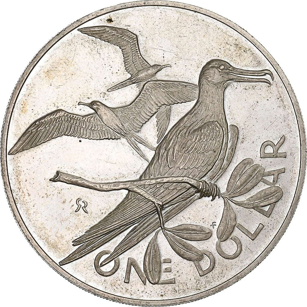 BRITSE MAAGDENEILANDEN, Elizabeth II, Dollar, 1974, Franklin Mint, Zilver, ZF+