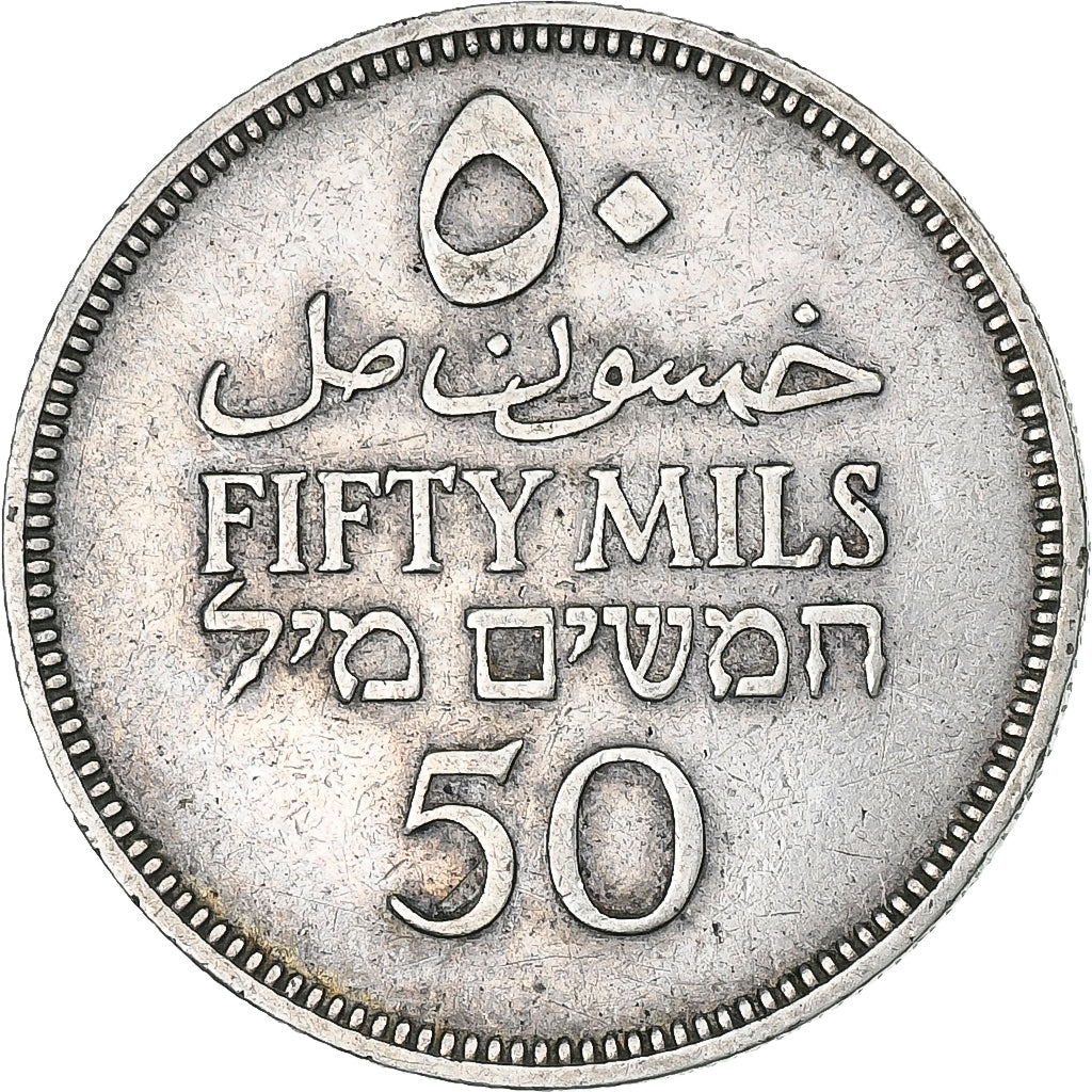 Palestina, 50 Mils, 1940, Prata, EF(40-45), KM:6
