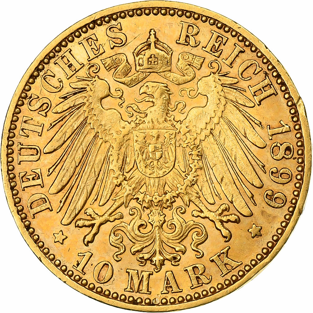 Stati tedeschi, PRUSSIA, Wilhelm II, 10 Mark, 1899, Berlin, Oro, SPL-, KM:520