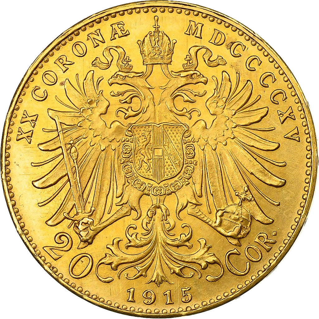 Austria, Franz Joseph I, 20 Corona, 1915, Vienna, Restrike, Gold, MS(63)