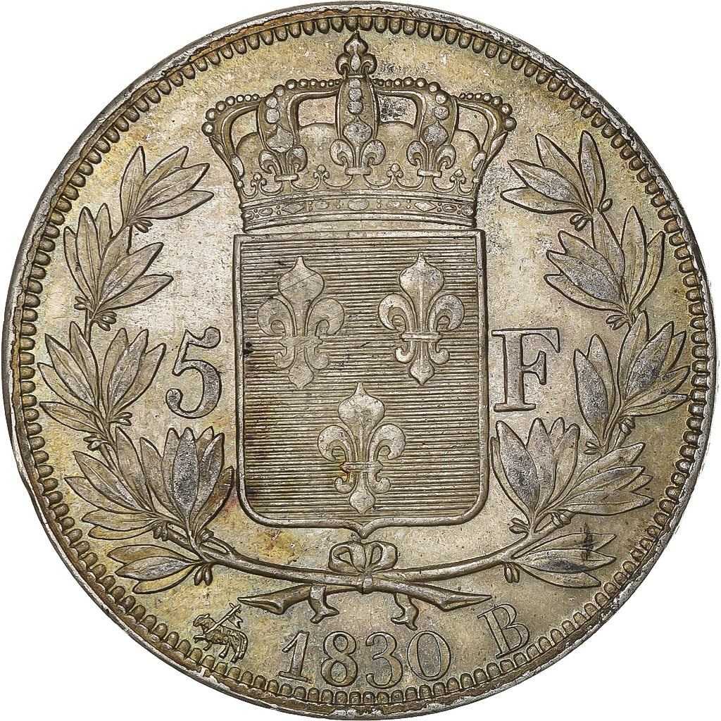 France, 5 Francs, Charles X, 1830, Rouen, Argent, TTB, KM:728.2