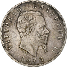 Italy, Vittorio Emanuele II, 5 Lire, 1875, Milan, Silver, VF(30-35), KM:8.3