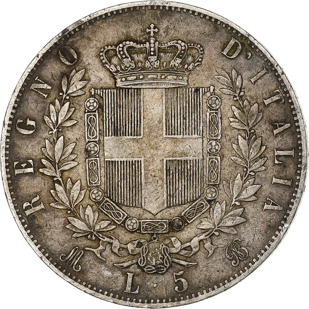 Italy, Vittorio Emanuele II, 5 Lire, 1875, Milan, Silver, VF(30-35), KM:8.3