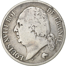France, Louis XVIII, 2 Francs, Louis XVIII, 1824, Rouen, Silver, VF(20-25)