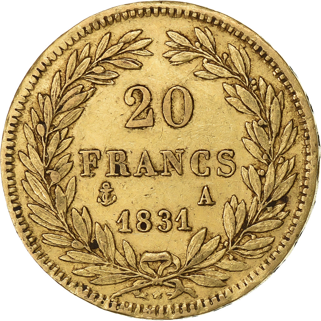 Francia, 20 Francs, Louis-Philippe, 1831, Paris, Oro, BB, KM:739.1
