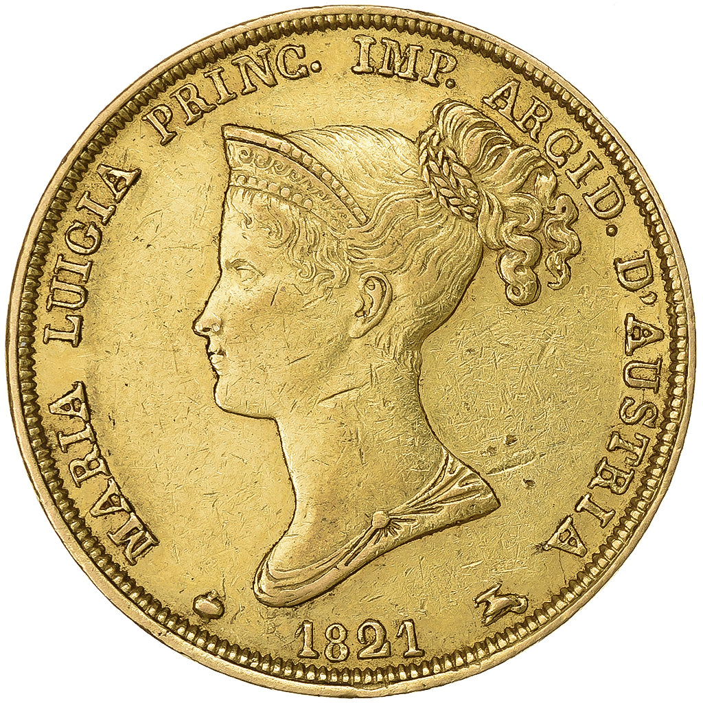 ESTADOS ITALIANOS, PARMA, Maria Luigia, 40 Lire, 1821, Parma, Dourado