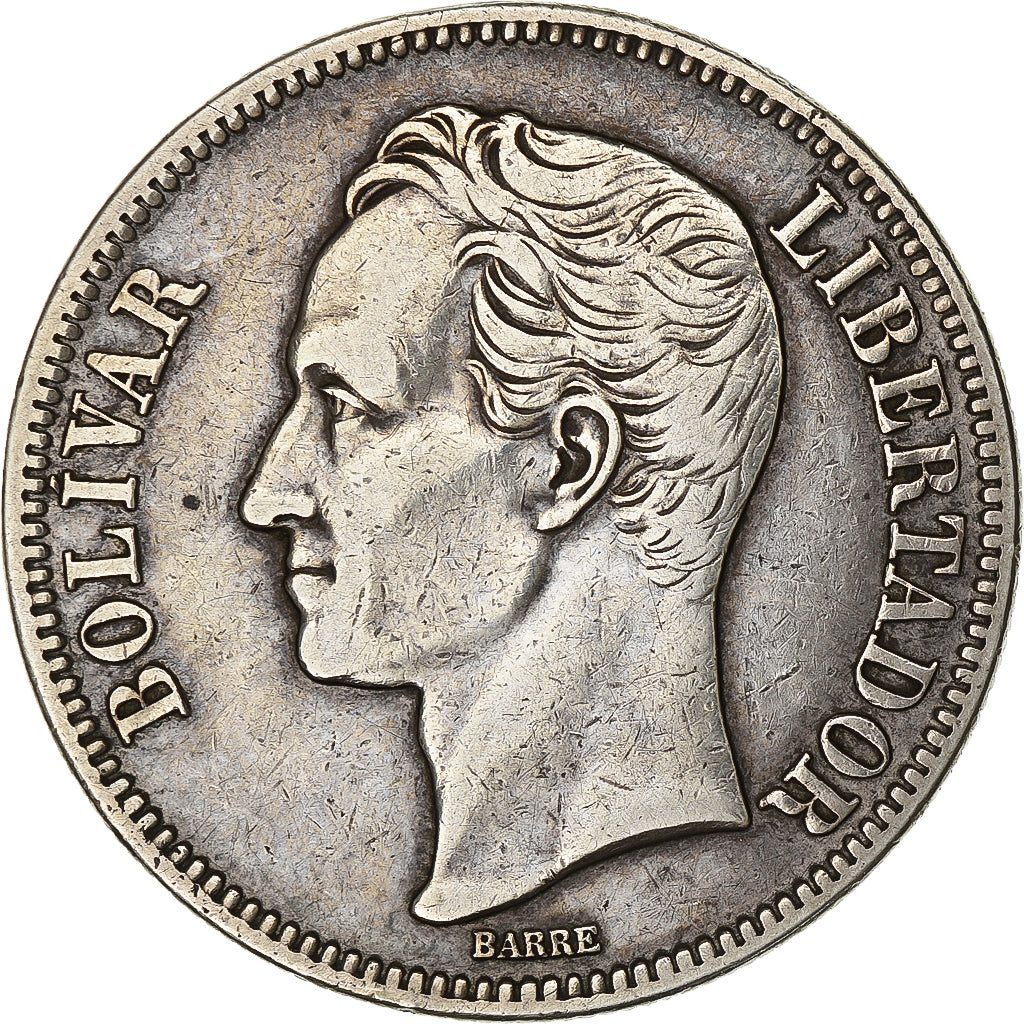 Venezuela, Gram 25, 5 Bolivares, 1924, Philadelphia, Argento, BB, KM:24.2