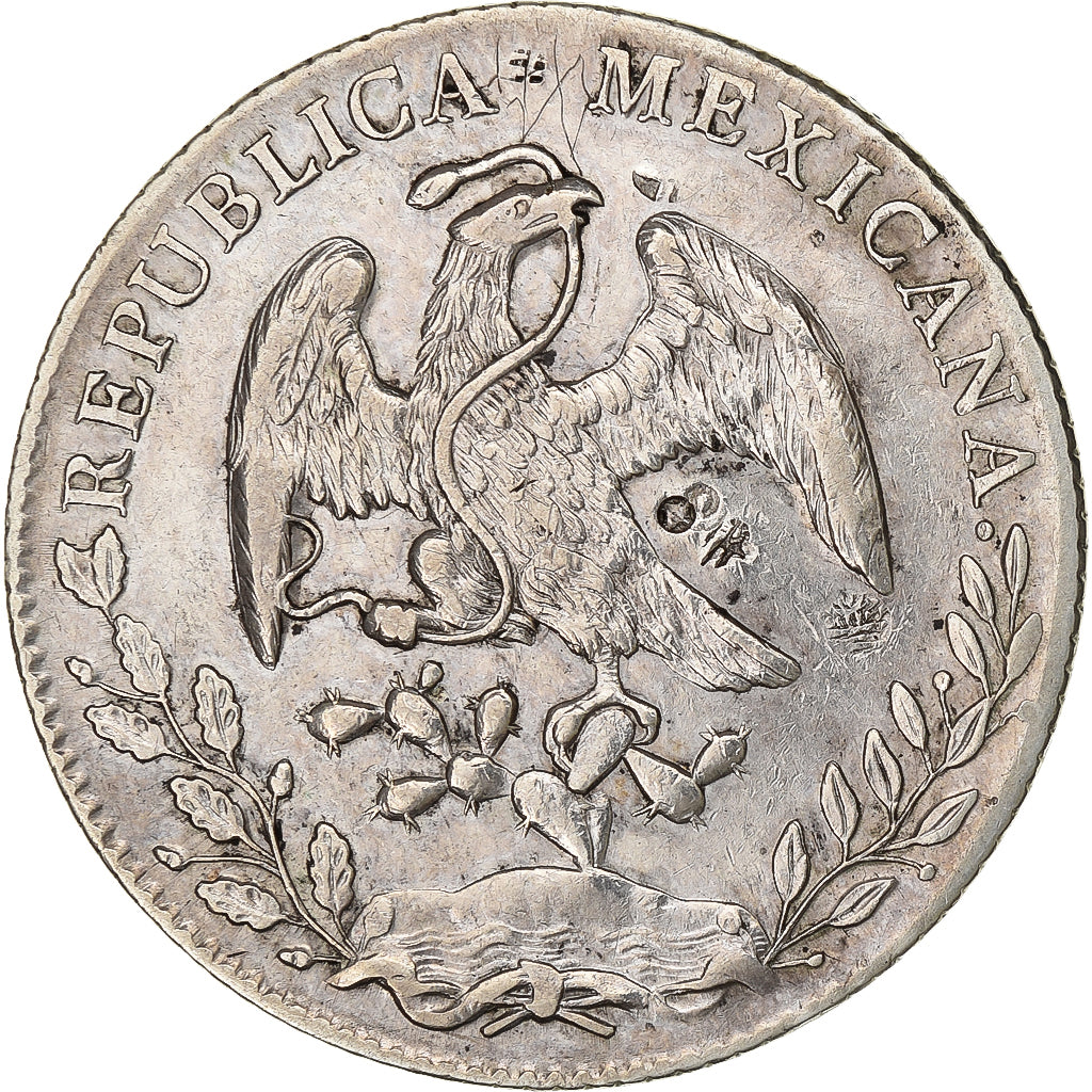 México, 8 Reales, 1895, Mexico City, Contremarque, Plata, MBC, KM:377.10