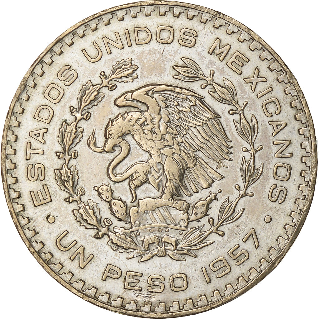 Mexico, Peso, 1957, Mexico City, Silver, EF(40-45), KM:458