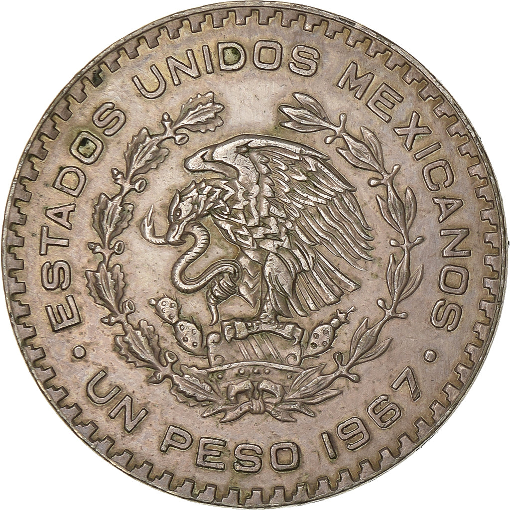 Mexico, Peso, 1967, Mexico City, Silver, EF(40-45), KM:459