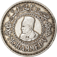 Morocco, Mohammed V, 500 Francs, 1956, Paris, Silver, EF(40-45), KM:54