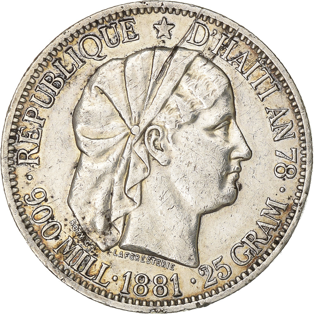 Haiti, Gourde, 1881, Paris, Silver, EF(40-45), KM:46