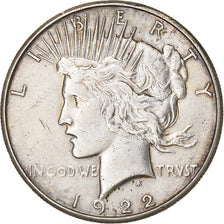 United States, Dollar, Peace Dollar, 1922, San Francisco, Silver, EF(40-45)