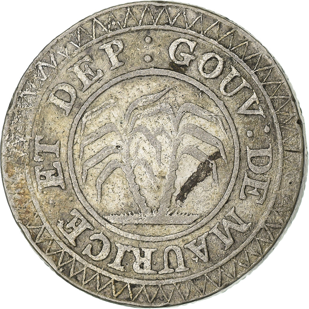 Mauritius, 50 Sous, 1822, Calcutta, Silver, VF(30-35), KM:2